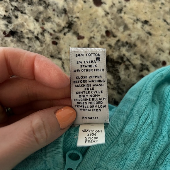 Gap teal cable knit zip up sweater M - Picture 4 of 4